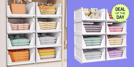 These easy-to-assemble storage bins help you make the most of your closet space and right now the five-pack is down to just under $36.