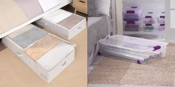 Here are a few under bed storage solutions for anything that doesn’t fit in your closet.