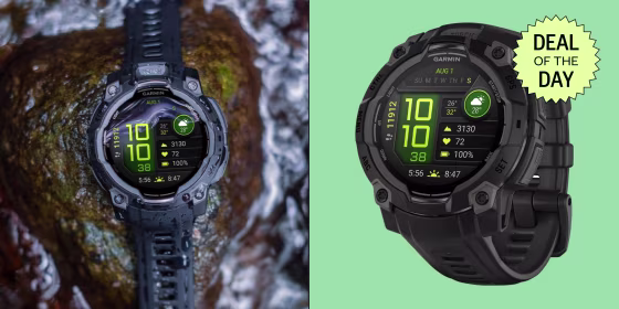 The Garmin Instinct 3 (AMOLED) smartwatch has a built-in flashlight and one of the longest battery life of any fitness tracker.