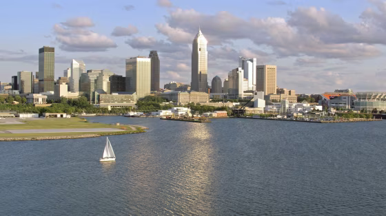 Lake Erie and downtown Cleveland, Ohio