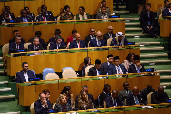 Empty seats in the Iran delegation as President Donald Trump addresses the U.N. General Assembly on Sept. 22, 2026.