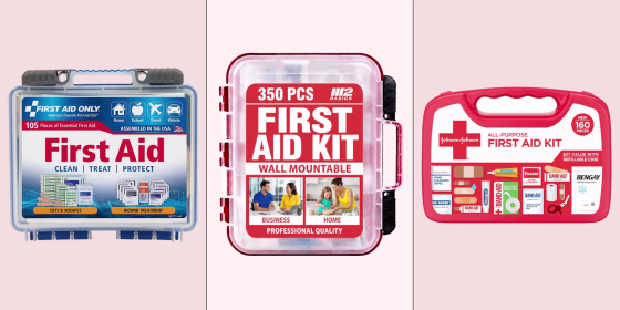 First aid kits are available in several sizes, each with many types of supplies and tools to help with non-hospital injuries.