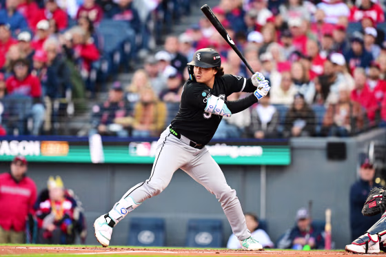 Munetaka Murakami of the Chicago White Sox at bat in the against the Cleveland Guardians at Progressive Field on October 05, 2026, in Cleveland.