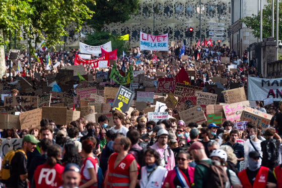 People at wide protest.