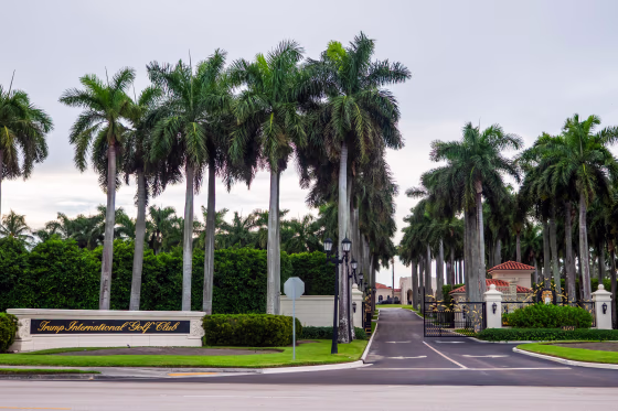 A view of the entrance to Trump International Golf Club in Palm Beach County, Florida.