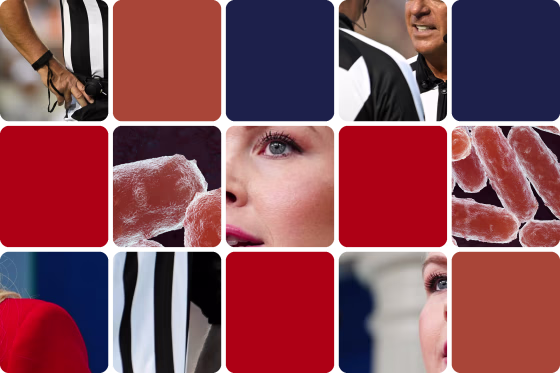 Colorful grid of obscured images