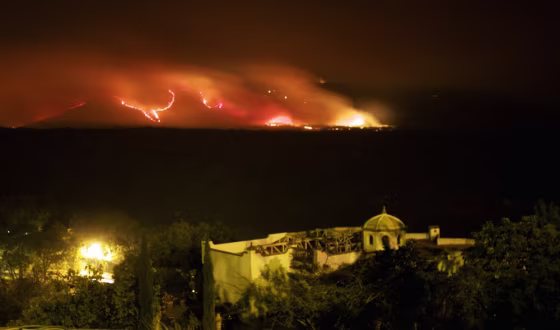 A massive fire is seen at 'La Primavera' forest in Guadalajara, Mexico, April 25. More than 700 firefighters were sent to the site where the fire has been burning uncontrolled for almost five days.