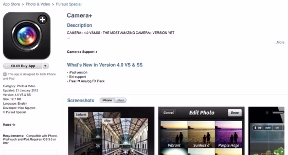 This was the fake Camera that essentially copied the real Camera 's name and look. It was pulled from the App Store by Apple over the weekend.