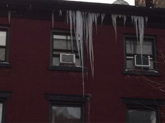 \"Flying icicles as I walk to work,\" said one New Yorker who posted this photo on Twitpic.