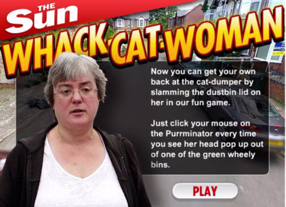 The U.K. Sun's "Whack Cat Woman" game. I smell Pulitzer!