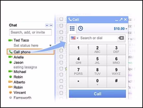 Google's Gmail "Call phone" link in the e-mail program makes it easy to place free calls — for now —  within the United States and Canada.