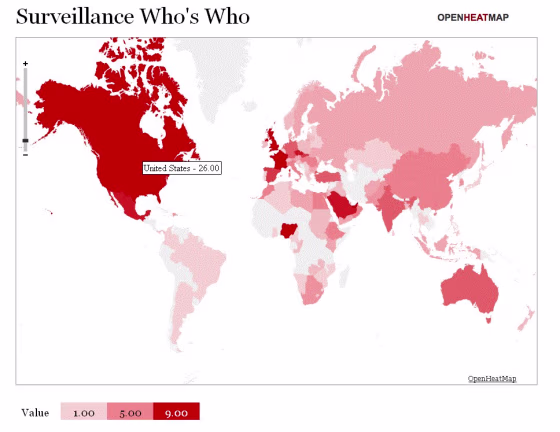 Privacy Internationals' interactive map details attendees and exhibitors of six ISS World conferences held between 2006 and 2009.