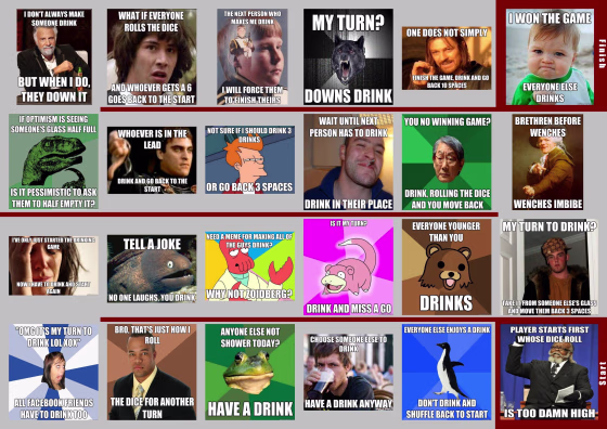 Meme Drinking Board Game
