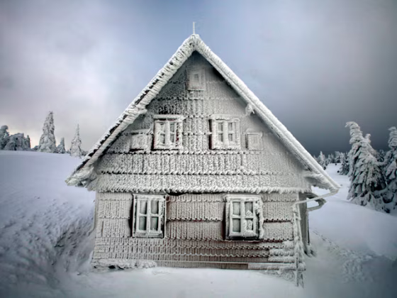 A frozen house is seen on a track of the Sedivackuv Long dog sled race in Destne v Orlickych horach, January 26, 2012. Each year, racers from all over Europe arrive to the village of Destne in Orlicke mountains in Czech Republic to take part in this race series. REUTERS/Petr Josek (CZECH REPUBLIC - Tags: SOCIETY ANIMALS TPX IMAGES OF THE DAY)
