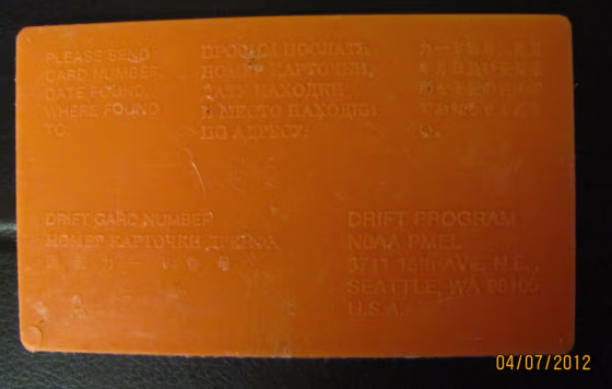 This plastic card may have traveled 88,000 mile, according to oceanographer Curtis Ebbesmeyer.