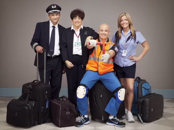 Southwest Airlines employees, from left: Captain Armin Irvani, Rose Dunn, Joshua Pumphrey and Julia Bell are featured in the new TLC series,