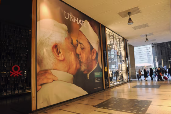 Benetton quickly withdrew this image of Pope Benedict XVI kissing an Egyptian imam from its new ad campaign.