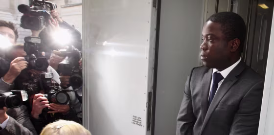 Kweku Adoboli arrives at the City of London Magistrates Court on Thursday.