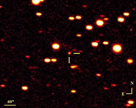 The crosshairs at the center of this false-color image highlight Comet C/2012 S1 (ISON), which has the potential of becoming as bright or brighter than the full moon in late 2013. Right now, its brightness in the constellation Cancer is around magnitude 18, which would require a 16- to 20-inch telescope for sighting.