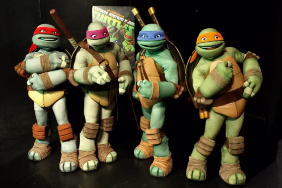 Teenage Mutant Ninja Turles figures are among the hot toys this holiday seaso. Shown here, Leonardo, Raphael, Donatello and Michelangelo experience the Big Apple.