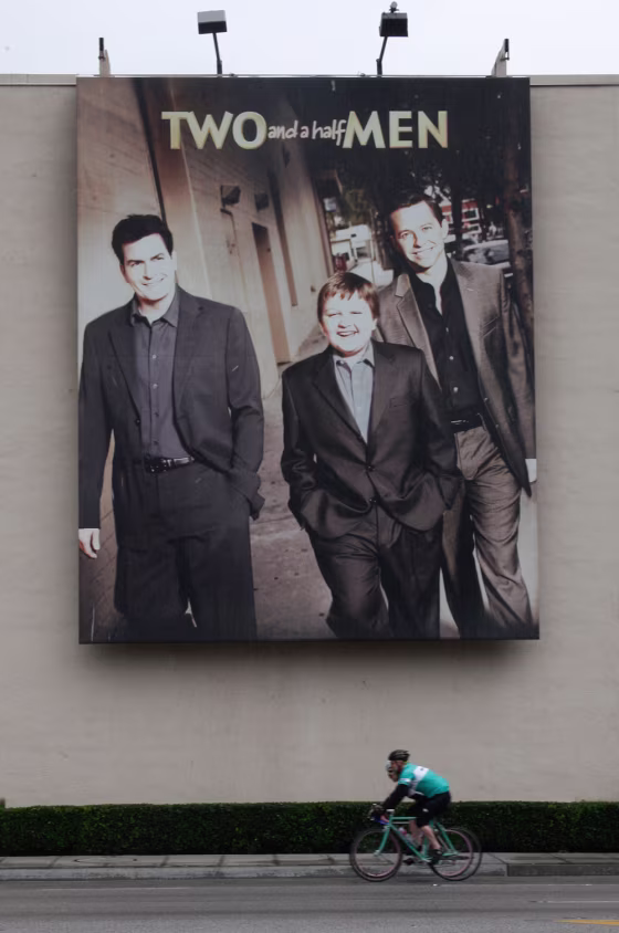 A poster promoting actor Charlie Sheen's hit comedy series