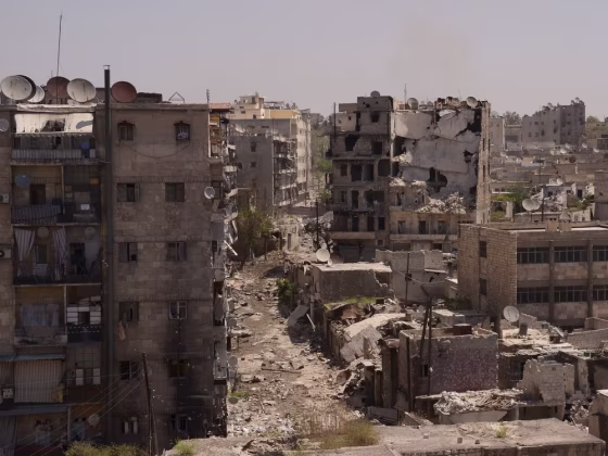 A general view shows damaged buildings in the old city of Aleppo April 29, 2013.