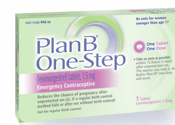 This undated image made available by Teva Women's Health shows the packaging for their Plan B One-Step (levonorgestrel) tablet, one of the brands known as the