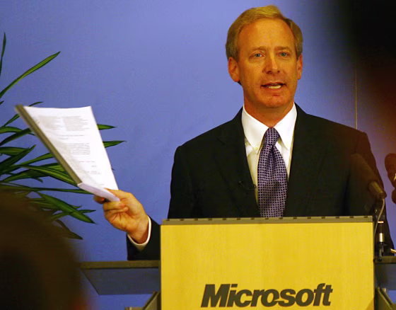 Microsoft Corporation legal chief Brad Smith speaks 17 September 2007 during a press conference in Brussels. Prior to the conference, a top European c...