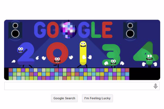 Google Doodle celebrates the new year.