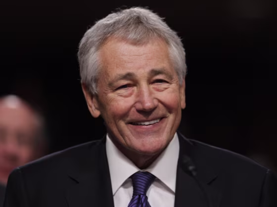 Former U.S. Senator Chuck Hagel testifies during a Senate Armed Services Committee hearing on his nomination to be Defense Secretary, on Capitol Hill in Washington, in this January 31, 2013, file photo.