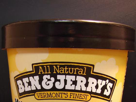 In this undated photo released by Ben & Jerry's Homemade Inc., a pint of Goodbye Yellow Brickle Road is seen. Hoping to honor rocker Elton John before...