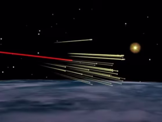 An illustration by Analytical Graphics Inc. shows the UARS satellite breaking up in the upper atmosphere.