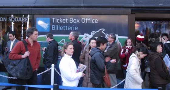 The line outside the official Olympics box office was much longer than the lines around scalpers on Wednesday.