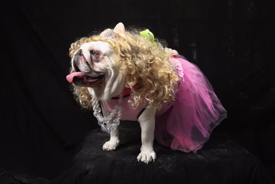 I'm a pretty girl: Bulldog Bella poses as Miss Piggy at the Tompkins Square Halloween Dog Parade on October 20, 2012 in New York City. Animal owners w...