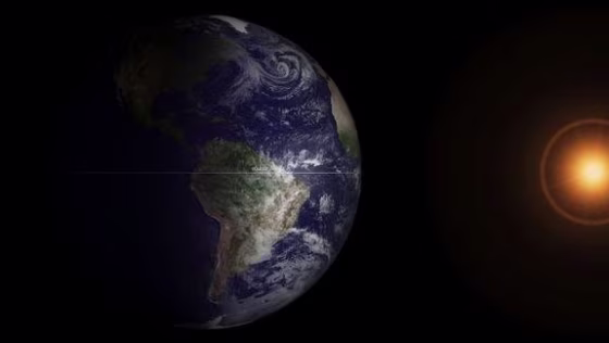 NOAA's GOES-13 satellite captured this image of the Earth at the spring equinox, Wednesday morning at 7:45 a.m. Eastern Daylight Time.