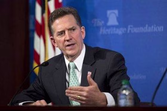 Jim DeMint, president of the Heritage Foundation, at yesterday's event