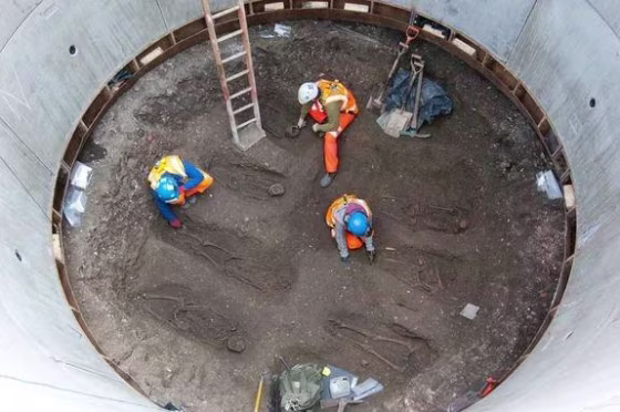 The same plague bacterium that caused the Justinianic Plague also is responsible for the Black Death that killed nearly two-thirds of Europe in the mid-1300s. Here, skeletal remains from a Black Death gravesite from 1348 in London.