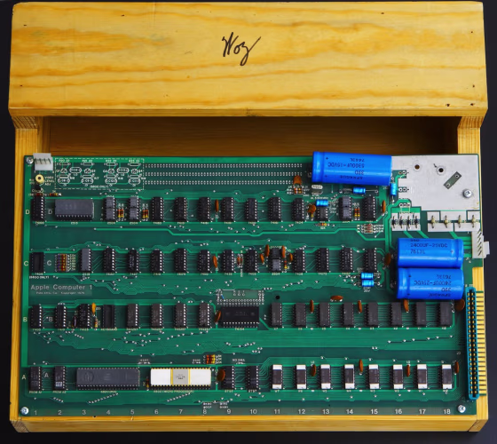 Apple co-founder Steve Wozniak introduced a prototype Apple 1 at the Homebrew Computer Club in 1976. Price: $666.66. Included: blank printed circuit b...
