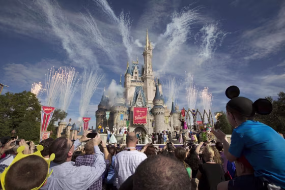 Fireworks go off around Cinderella's castle during the grand opening ceremony for Walt Disney World's new Fantasyland in Lake Buena Vista, Florida in this file photo from December 6, 2012. Walt Disney Co said August 6, 2013 that quarterly profits rose 1 percent from a year earlier as revenue grew at its theme parks and media networks. Net income for the company, which also runs a movie studio, increased to $1.85 billion in the quarter that ended in June. REUTERS/Scott Audette/Files (UNITED STATES - Tags: ENTERTAINMENT TRAVEL)