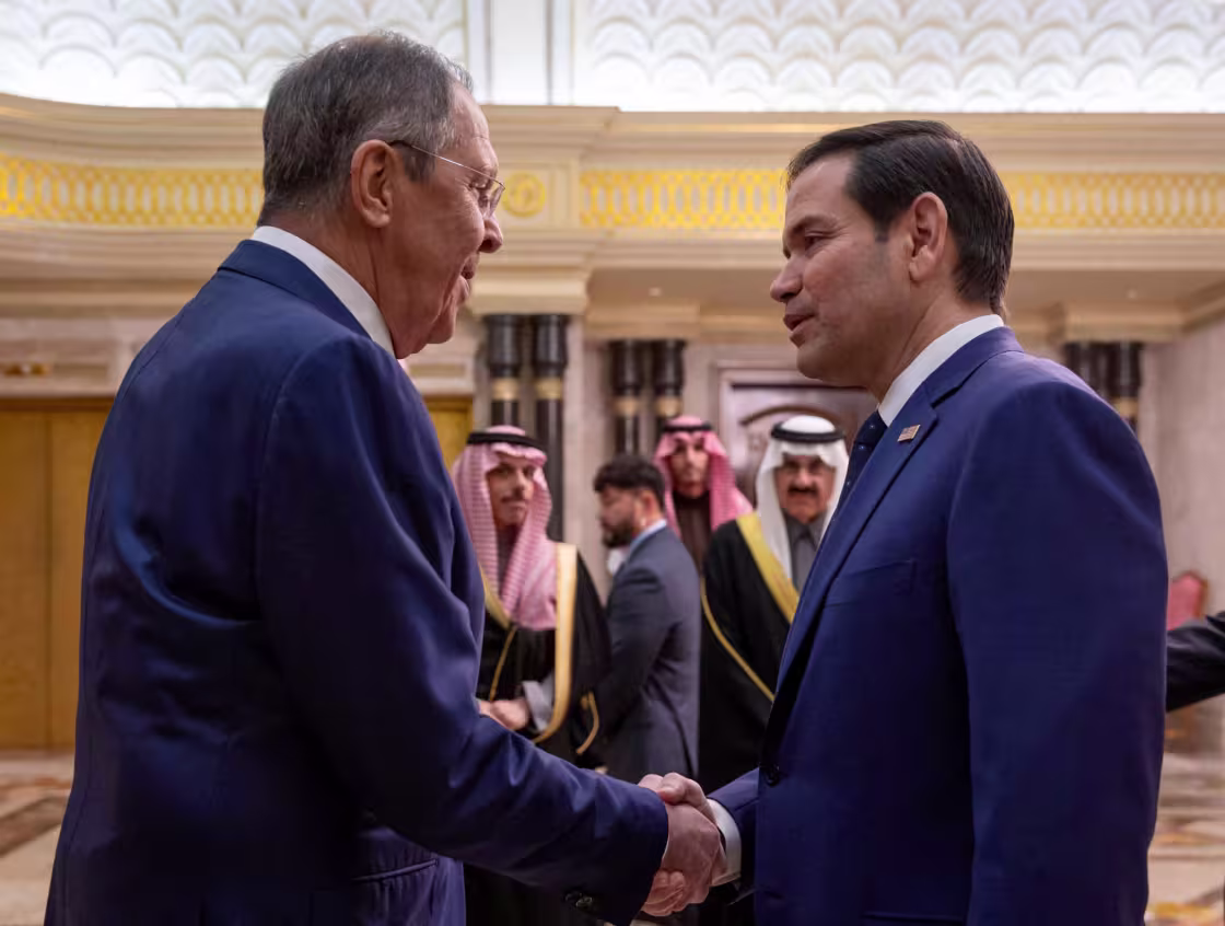 Secretary of State Marco Rubio, right, with Russian Foreign Minister Sergei Lavrov in Riyadh, Saudi Arabia on Tuesday.