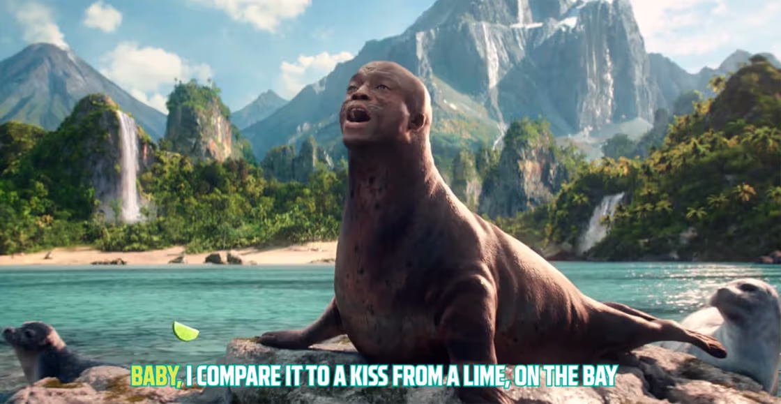 Seal in the Mountain Dew ad