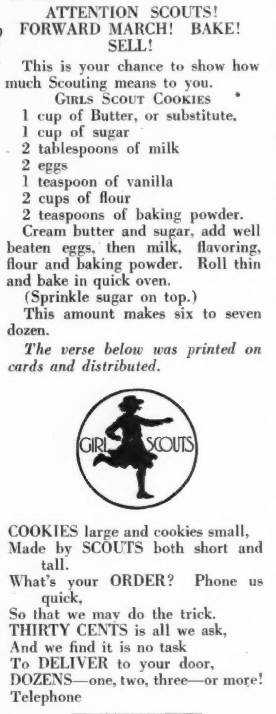 The very first Girl Scout Cookie recipe.
