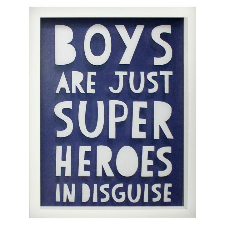 Boys Are Superheros Screen Printed Glass Art