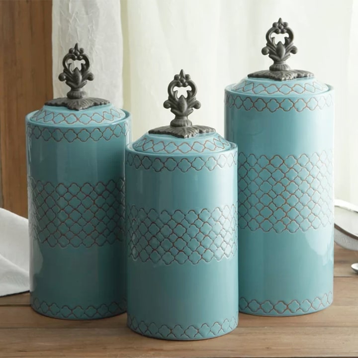 3 Piece Cylinder Ceramic Kitchen Canister Set