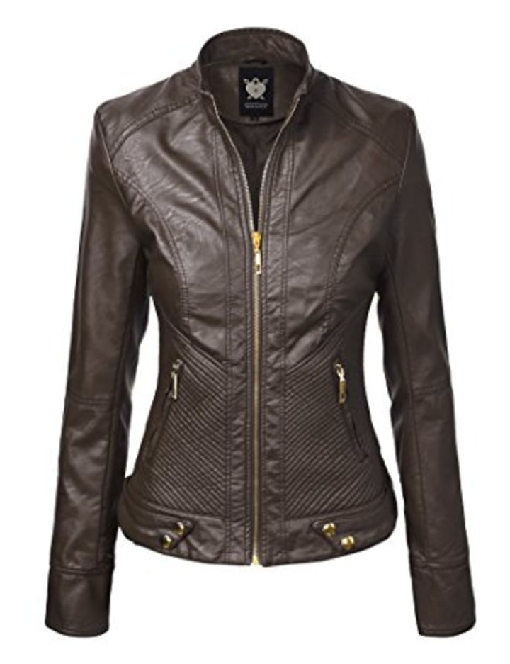 Ribbed leather jacket