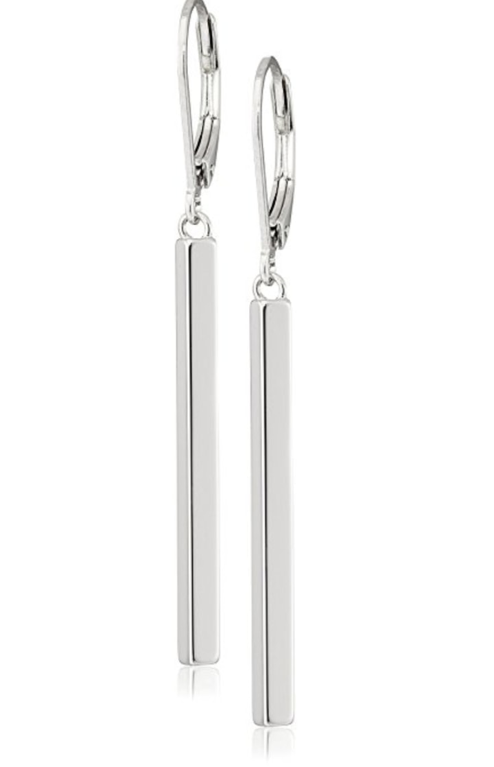 Amazon Collection sterling silver bar dangle earrings