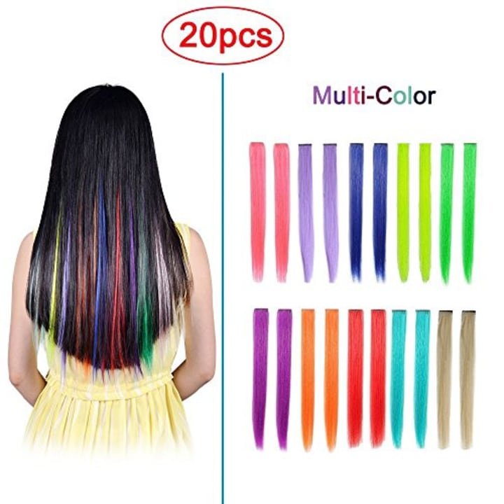 Hawkko Straight Colored Clip in Hair Extensions