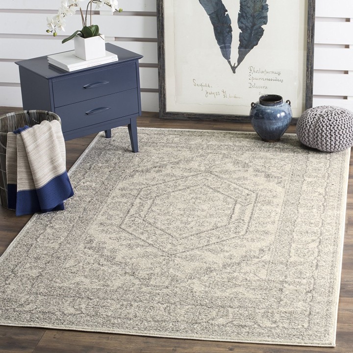 Safavieh Adirondack Collection Ivory And Silver Oriental Vintage Area Rug