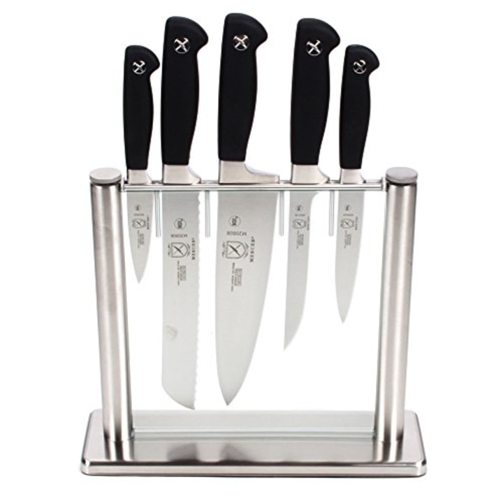 Mercer Culinary Genesis 6-Piece Forged Knife Block Set, Tempered Glass Block (Amazon)