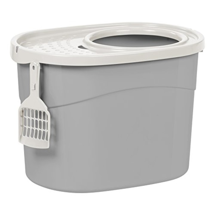 IRIS Top Entry Cat Litter Box with Scoop, Gray and White (Amazon)